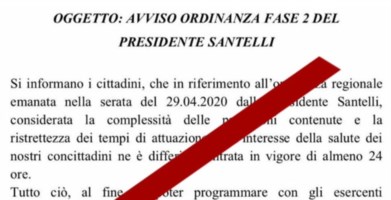 «Ordinanza Santelli ritirata», ma è una fake news e la presidente smentisce