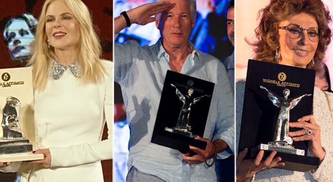 Nicole Kidman, Richard Gere e Sofia Loren con i premi realizzati da Michele Affidato