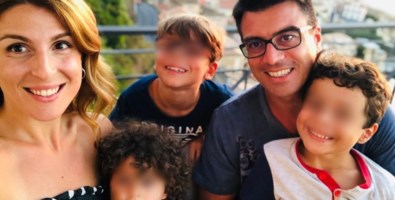 Gianluca Callipo con la moglie e i figli