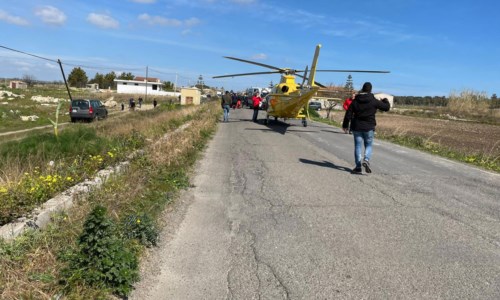 L’arrivo dell’elisoccorso sul luogo dell’incidente