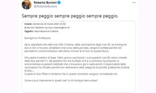 Il tweet di Roberto Burioni