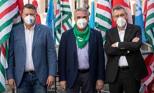 I segretari Bombardieri, Sbarra e Landini (foto ansa)