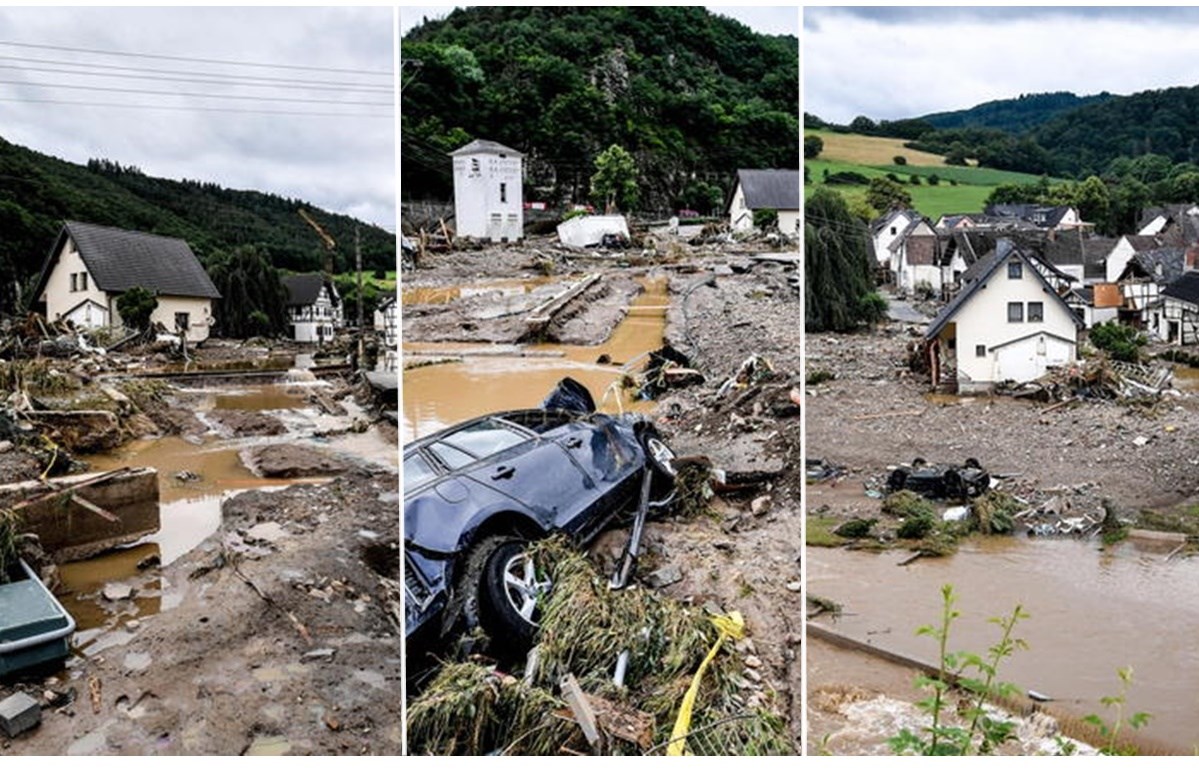 Alcune immagini dei disastri provocati dalle piogge in Germania (foto Ansa)
