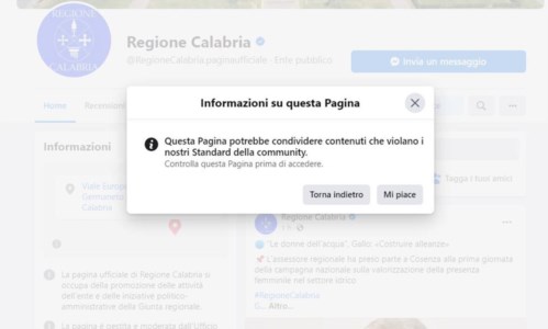 Il caso«Questa pagina viola gli standard della nostra community»: Facebook “banna” la Regione Calabria?