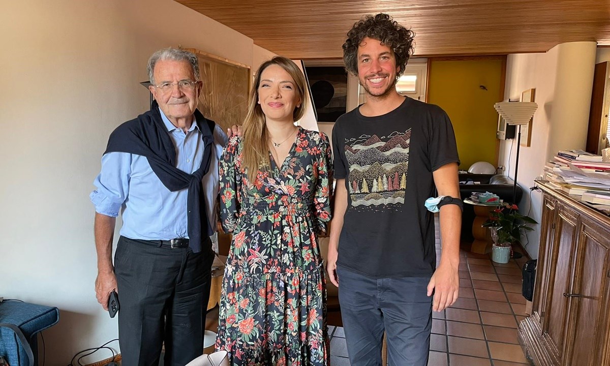Romano Prodi, Jasmine Cristallo e Mattia Sartori