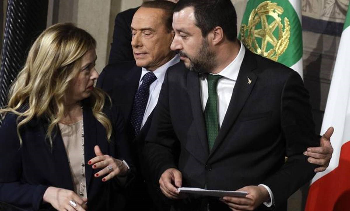 Meloni, Berlusconi e Salvini (foto ansa)