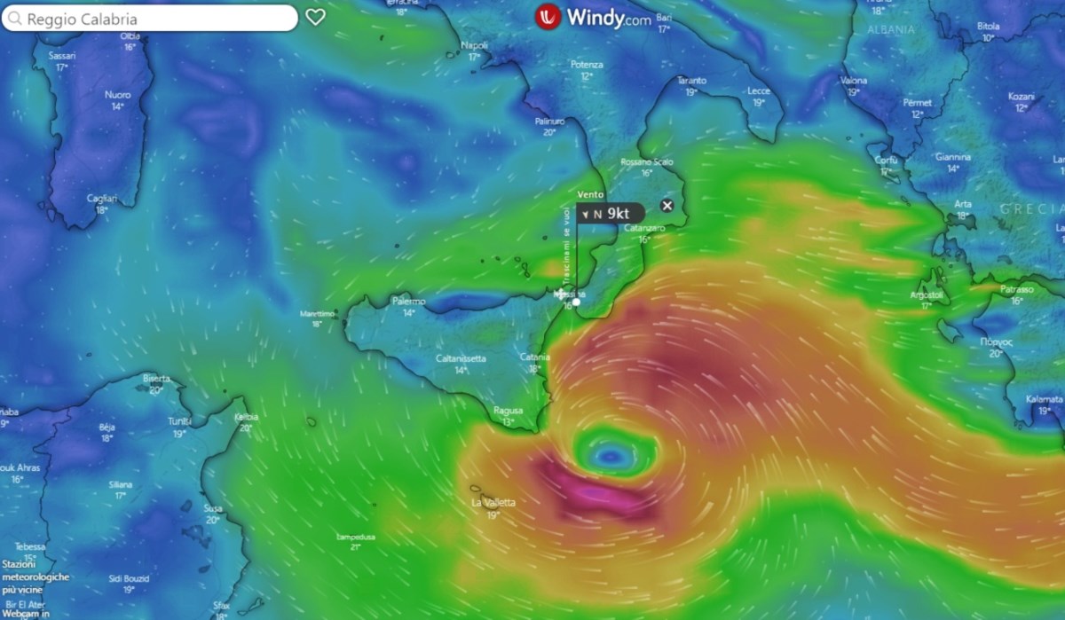 Immagine da Windy, portale che fornisce servizi interattivi di previsione meteorologica