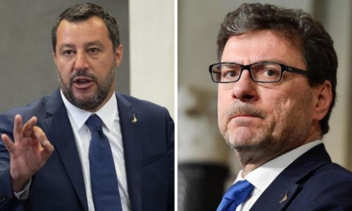 Matteo Salvini e Giancarlo Giorgetti (foto Ansa)
