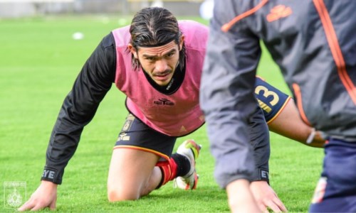 Il difensore del Catanzaro Pasquale Fazio nel corso del riscaldamento pre partita