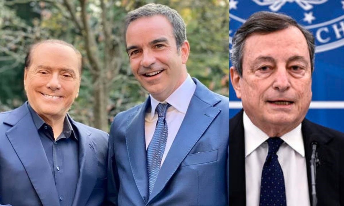 Silvio Berlusconi, Roberto Occhiuto e Mario Draghi (foto ansa)