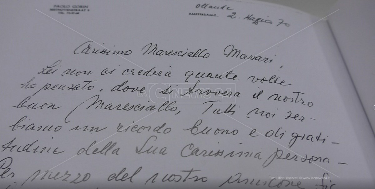 Lettera di gratitudine al maresciallo Gaetano Marrari tratta dall’archivio di famiglia 