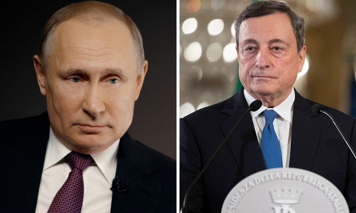 Da sinistra: Vladimir Putin e Mario Draghi