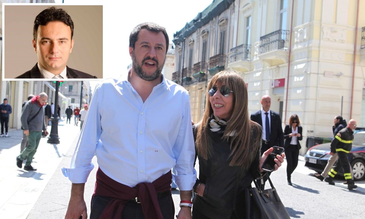 In foto, Matteo Salvini e Clotilde MInasi, Nel riquadro, il neo senatore Fausto De Angelis
