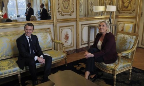 Emmanuel Macron e Marine Le Pen (foto Ansa)