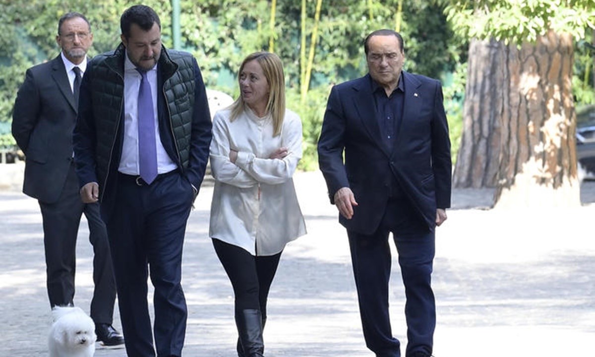Salvini, Meloni e Berlusconi - foto Ansa