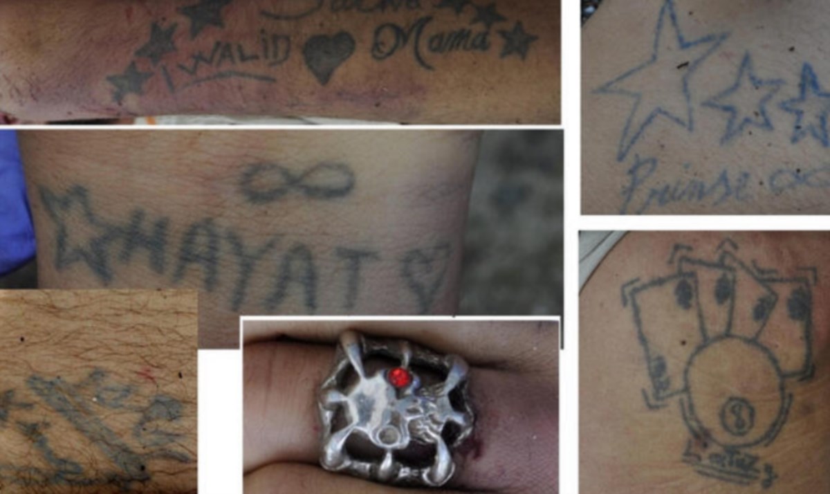 I tatuaggi sul corpo della vittima, foto ansa