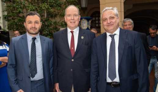 Da sinistra: il sindaco di Molochio Marco Caruso, Alberto di Monaco e il sindaco di Cittanova Francesco Cosentino