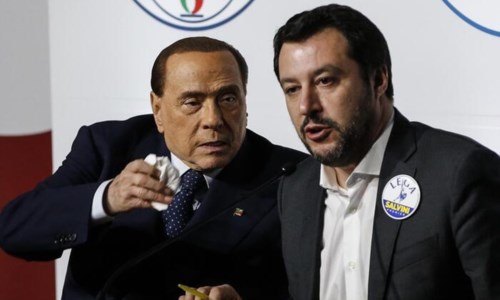 Silvio Berlusconi e Matteo Salvini (foto Ansa)