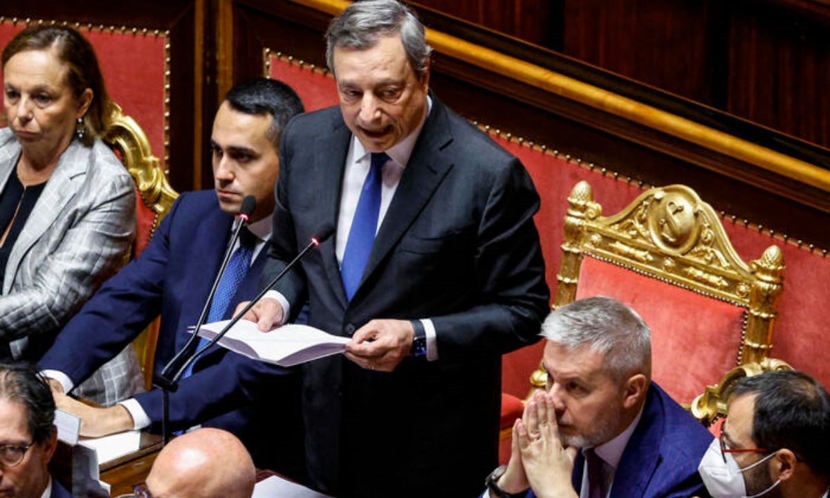 Draghi al Senato (foto Ansa)