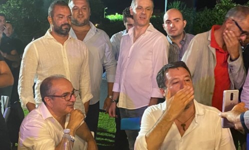 Matteo Salvini, leader della Lega alla cena militante a Reggio Calabria 