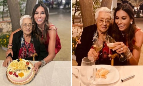 Auguri socialElisabetta Gregoraci torna a Soverato per festeggiare i 101 anni della nonna