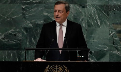 Draghi parla all’Assemblea generale delle Nazioni Unite - foto ansa