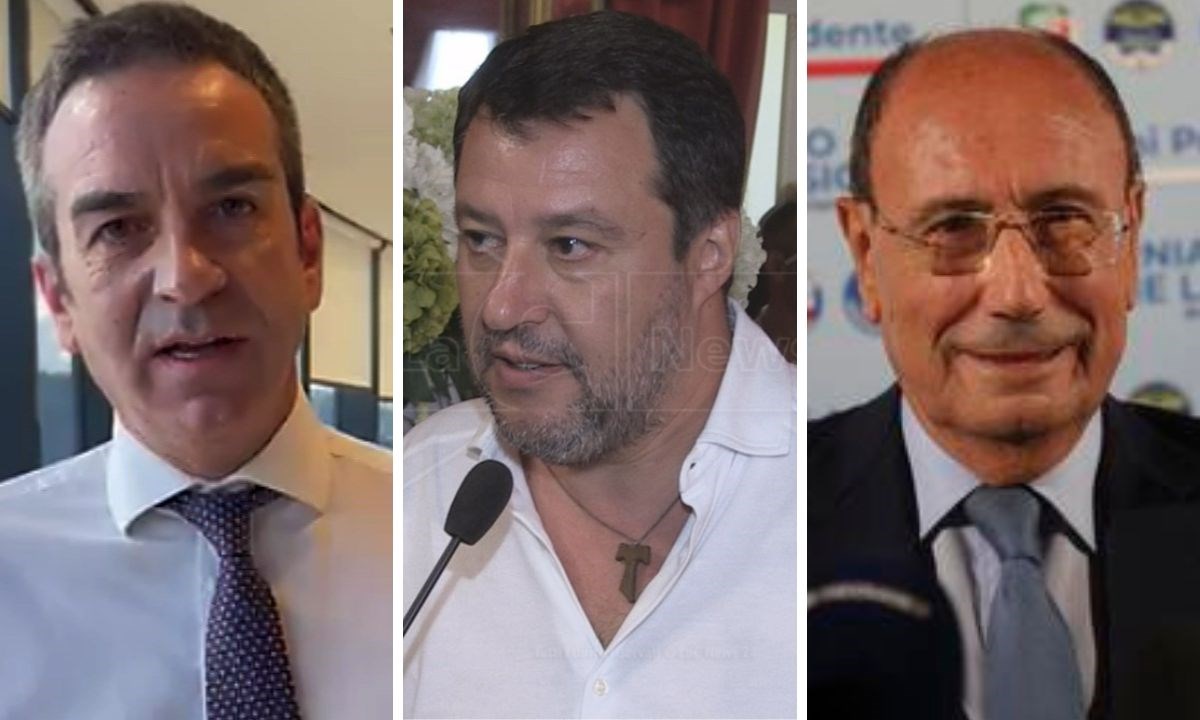 Da sinistra: Roberto Occhiuto, Matteo Salvini e Renato Schifani