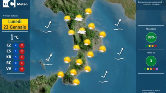 Meteo CalabriaSchiarita su tutta la regione: la pioggia concede una tregua, ma le temperature restano basse