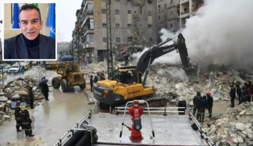 Sullo sfondo il terremoto in Turchia (foto ansa), nel riquadro il governatore Occhiuto