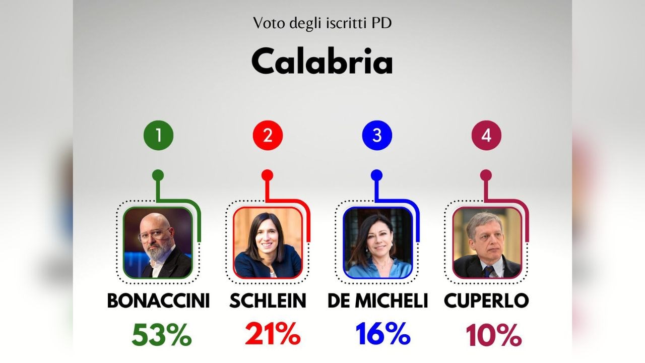 I risultati del voto degli iscritti al partito in Calabria 