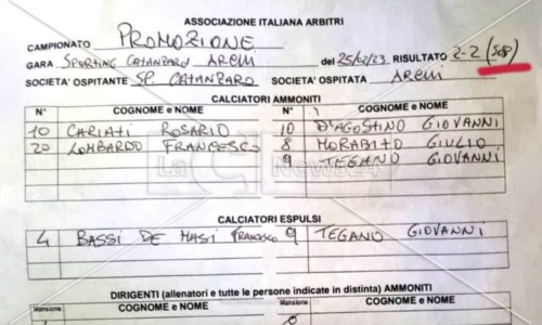 Il casoPromozione Calabria: il mistero della gara sospesa e quel referto cambiato dall’arbitro