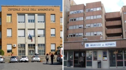 Da sinistra l’ospedale Annunziata di Cosenza e il Riuniti di Reggio Calabria