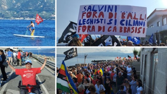 La protestaPonte sullo Stretto, il popolo del No a Messina: in 3mila da Sicilia e Calabria “sotto” al pilone che non c’è