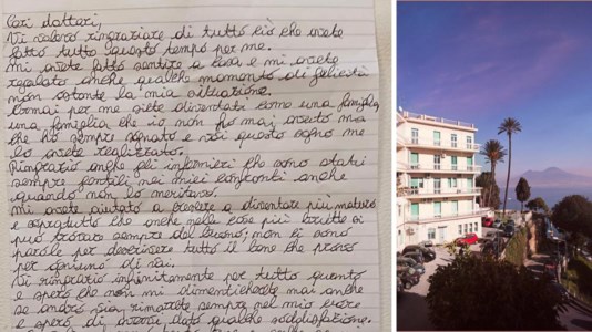 La lettera del 13enne e uno scorcio dell’ospedale pediatrico Santobono