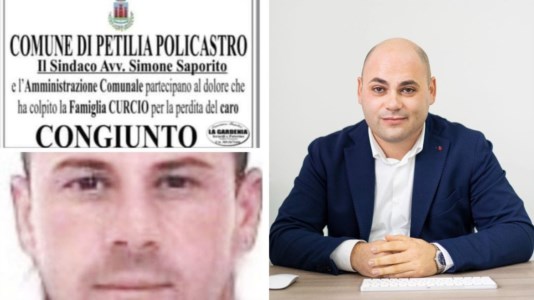 In alto a sinistra il manifesto del Comune, in basso Curcio. A destra Leo Barberio (Pd)
