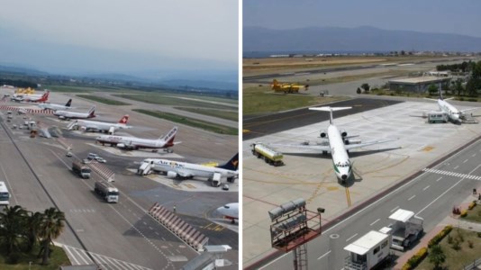 Da sinistra, l’aeroporto di Lamezia e quello di Reggio Calabria