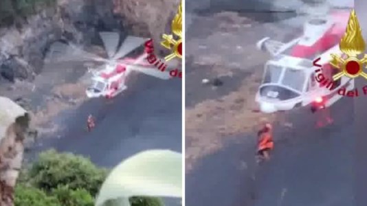Il soccorsoScalea, turiste bloccate sul costone: il video dello spettacolare salvataggio in elicottero