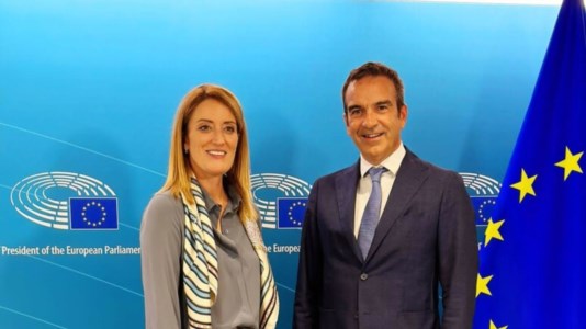 La presidente del Parlamento europeo Metsola e il governatore Occhiuto