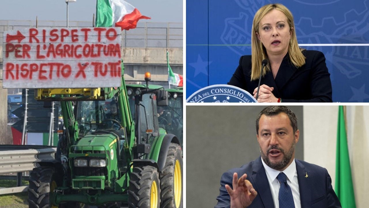 Gli agricoltori in protesta dividono Meloni e Salvini