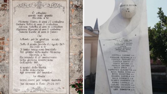 Le steli che ricordano le stragi di San Giovanni e Rizziconi