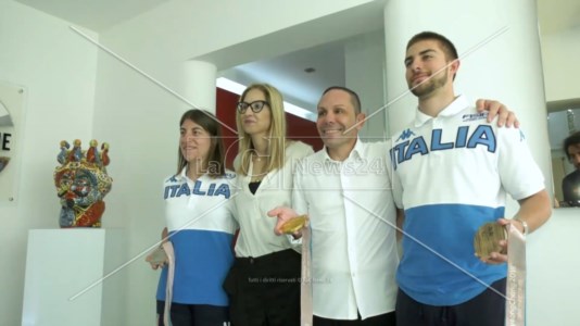 Un momento dell’incontra tra Chiara Mazzel e Fabrizio Casal con la direttrice generale del network LaC Maria Grazia Falduto e il presidente Domenico Maduli