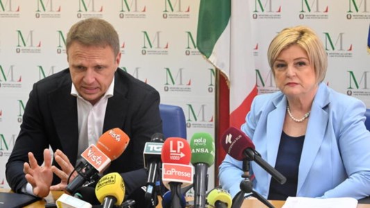 Lollobrigida e Calderoli in conferenza stampa - foto ansa