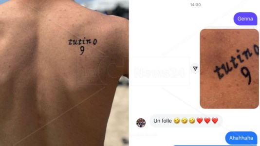 Amore rossobl&ugrave;Tutino per sempre, tifoso del Cosenza celebra con un tatuaggio il suo idolo: «L’unico calciatore che mi ha fatto piangere di gioia»