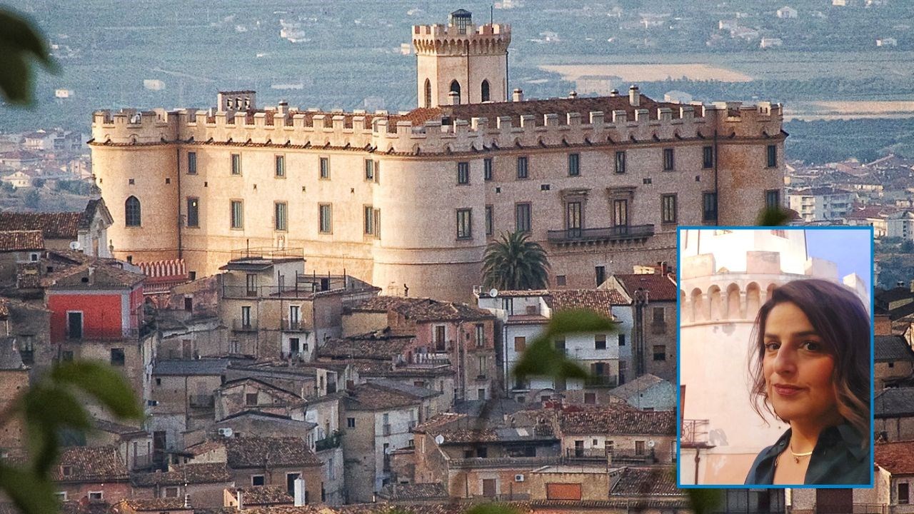 Il castello Ducale. Nel riquadro, Agata Ferraro