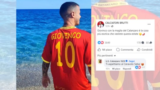 Lo scattoGiovinco con la maglia del Catanzaro, la foto diventa virale sui social: «La cosa più esotica che vedrete questa estate»