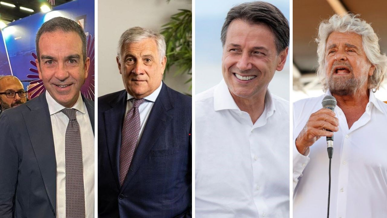 Roberto Occhiuto, Antonio Tajani, Giuseppe Conte e Beppe Grillo