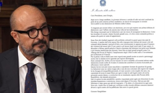 Il casoGennaro Sangiuliano, ecco la lettera di dimissioni indirizzata al premier Meloni