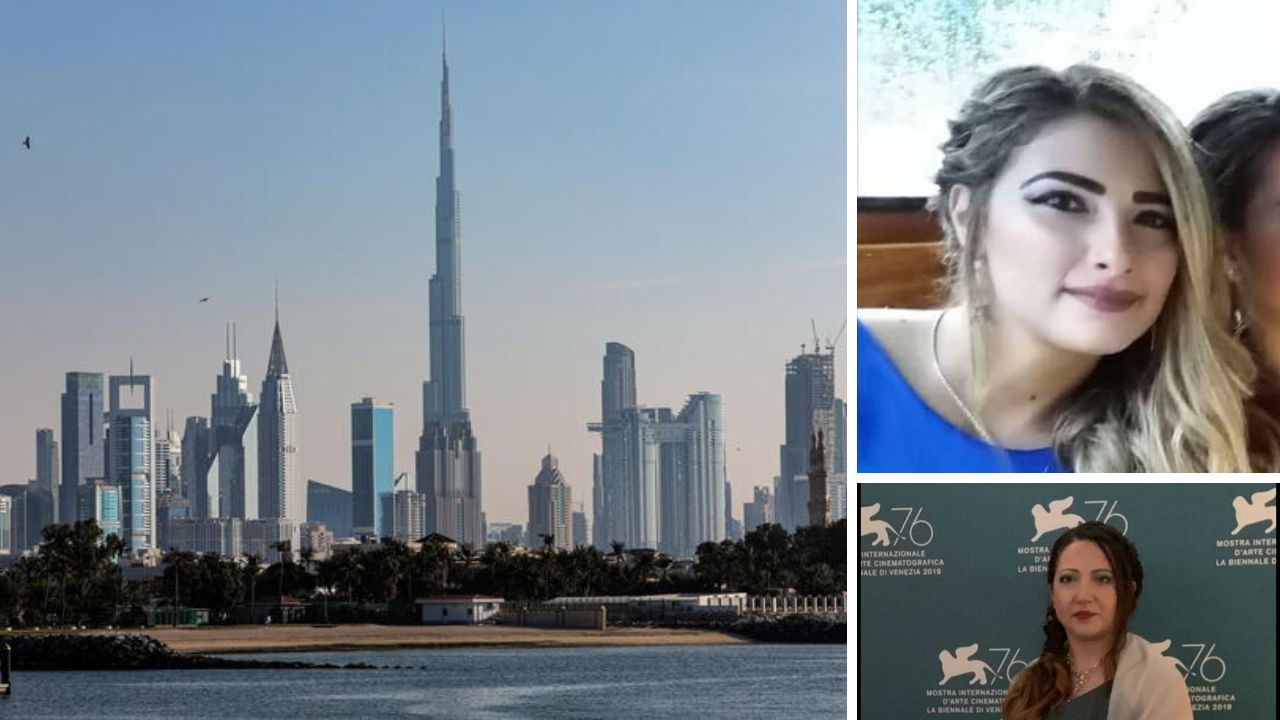 Un panorama di Dubai; a destra, dall’alto, Fortunata Giada Modaffari e la sorella Mary