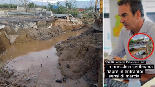 Alluvione LametinoStatale 280 spezzata in due dal maltempo, Occhiuto: «Tra una settimana la strada sarà aperta»