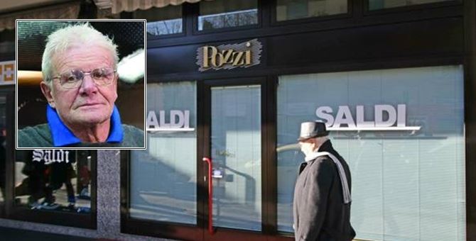 Il negozio di scarpe del titolare e vittima dell’omicidio Maurizio Pozzi